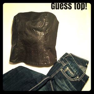Sexy, black, faux snakeskin Guess? top! Sz L